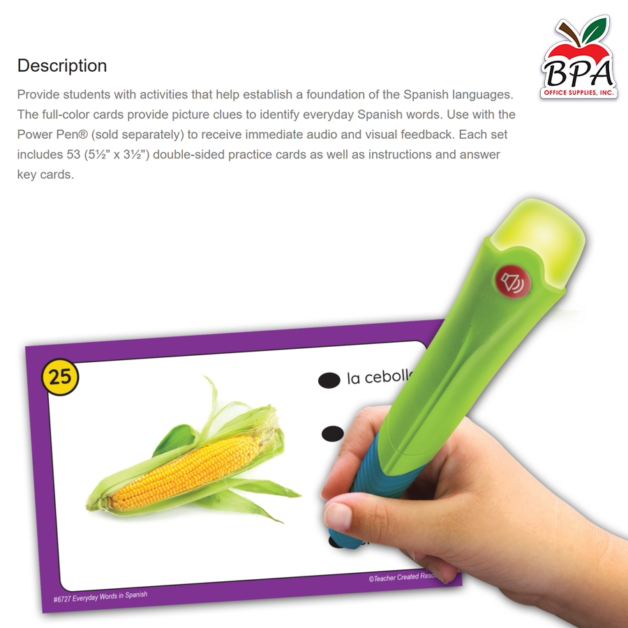 Teacher Created Resources • Power Pen Learning Cards: Everyday Words in Spanish